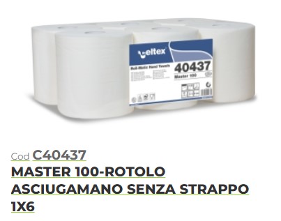 ASCIUGAMANO BIANCO ROTOLO MASTER 100% CELLULOSA 3 VELI